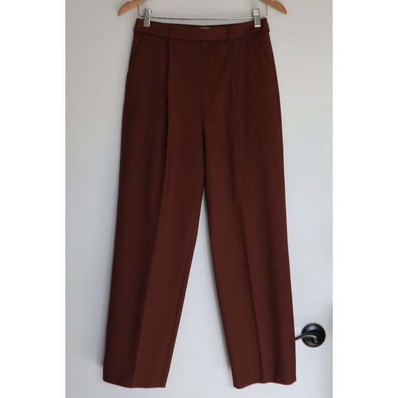 Brown Pleated Straight Leg Trouser Dress Pant NWOT - Picture 1 of 11